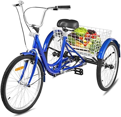 Tricycle For Adults Mooncool 24inch 7-Speed Adult Tricycle, Three