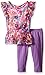 Kidtopia Girls' All Over Floral Peplum Bottom Chiffon Top with Legging Tunic Set