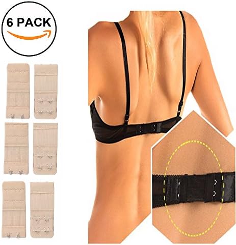 6 Pieces Women Soft Comfortable Bra Extender 2 Hooks/3 Hooks, Stretch Adjustable Bra Strap Extensions