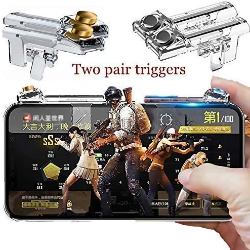 Clear Designed of Mobile Game Controller【Upgraded Version】 Game Trigger Controllers Joystick Without Screen Blocking fit 4.5-7 inch Phone(Two Pair)