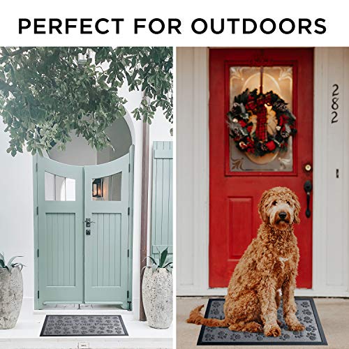 Extra Durable Door Mat Outdoor/Indoor - Non-Slip Entry Door Mat (30 x 18) - Easy Clean Front/Back Door mat - Rubber Doormat Outside Inside - Dog Pet Mat Rug - Waterproof Floor Mat - Entryway Rug
