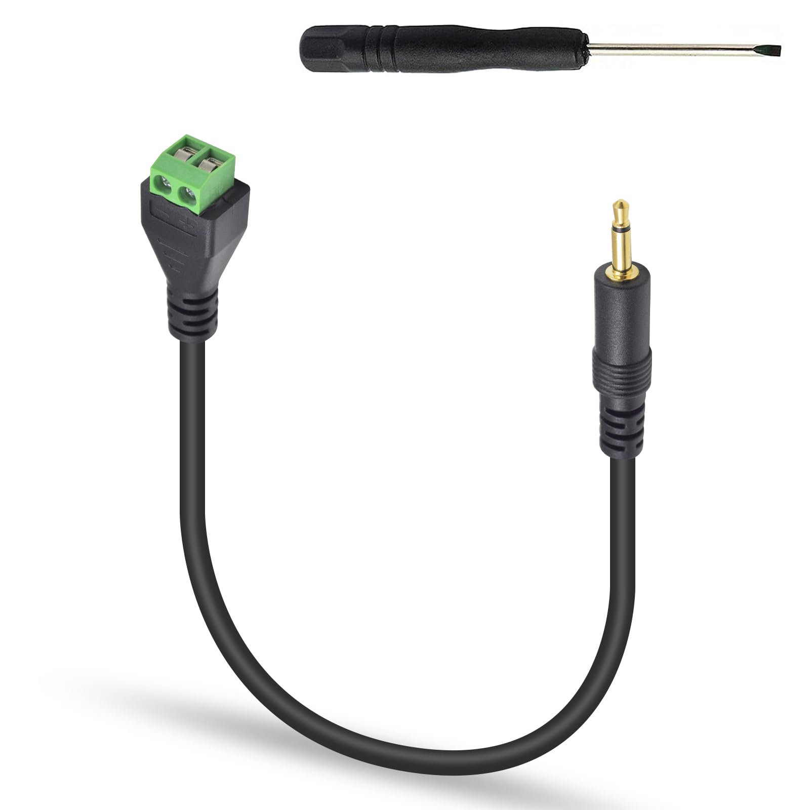 Maxhood 3.5mm (1/8") TS Mono Male to 2 Pin Screw Terminal Female AUX Headphone Balun Solderless Converter Adapter Cable 30cm (3.5mm M/ 2pin)