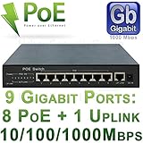 USG 10/100/1000Mbps 9 Gigabit Ports PoE Ethernet Network Switch: 8 PoE Ports + 1 Uplink Port, 10/100/1000Mbps, 15.4W Per Port, IEEE 802.3af, True Plug-&amp;-Play