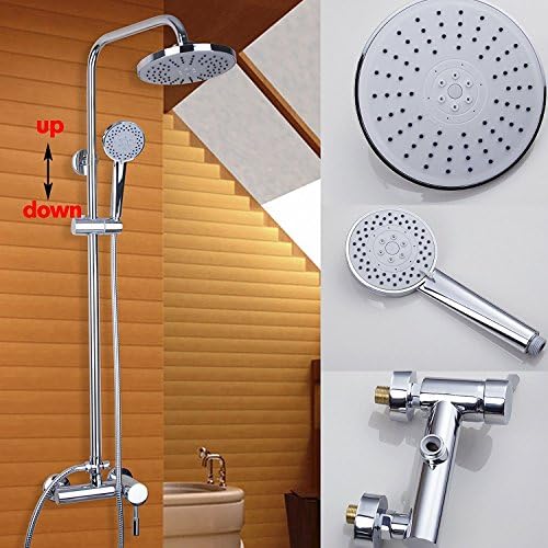 OUBONI Rainfall Shower head Arm Control Valve Faucet Set Chrome Finish 8" Bathroom Shower Faucet Set