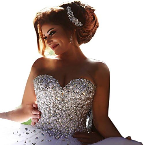 Spbridal Crystal Sweetheart Organza Wedding Dress For Bride
