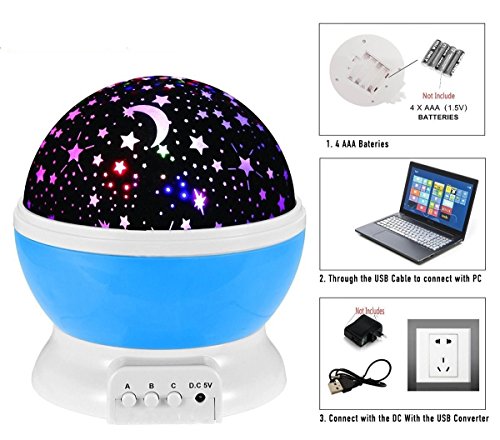 image for Night Lighting Lamp, Fosa 4 LED Beads 9 Light Color Changing and 360 D