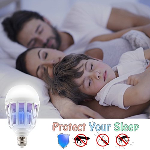 DEKIRU 2 Pack Mosquito Light Bug Zapper Light Bulb Mosquito Killer Lamp Powerful Electronic Insect & Fly Killer with Built in Insect Trap Fits in 110V E26\E27 Light Bulb Socket Good for Indoor Outdoor