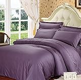 BENBU High-end fashion bedding Purple solid color cotton soft and comfortable bedroom twin/Queen/King size bed four-piece quilt cover set (quilt, sheet, two pillow cases) , king