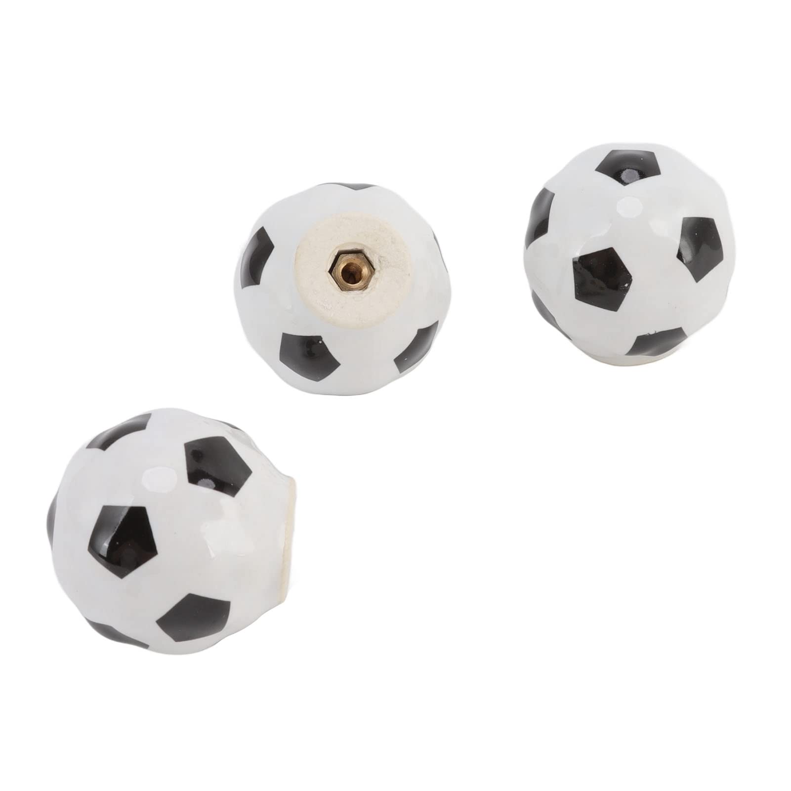 3 Set Football Cabinet Knobs Ceramic Single Hole Ball Sports Theme Drawer Handle Pulls for Cupboard Wardrobe
