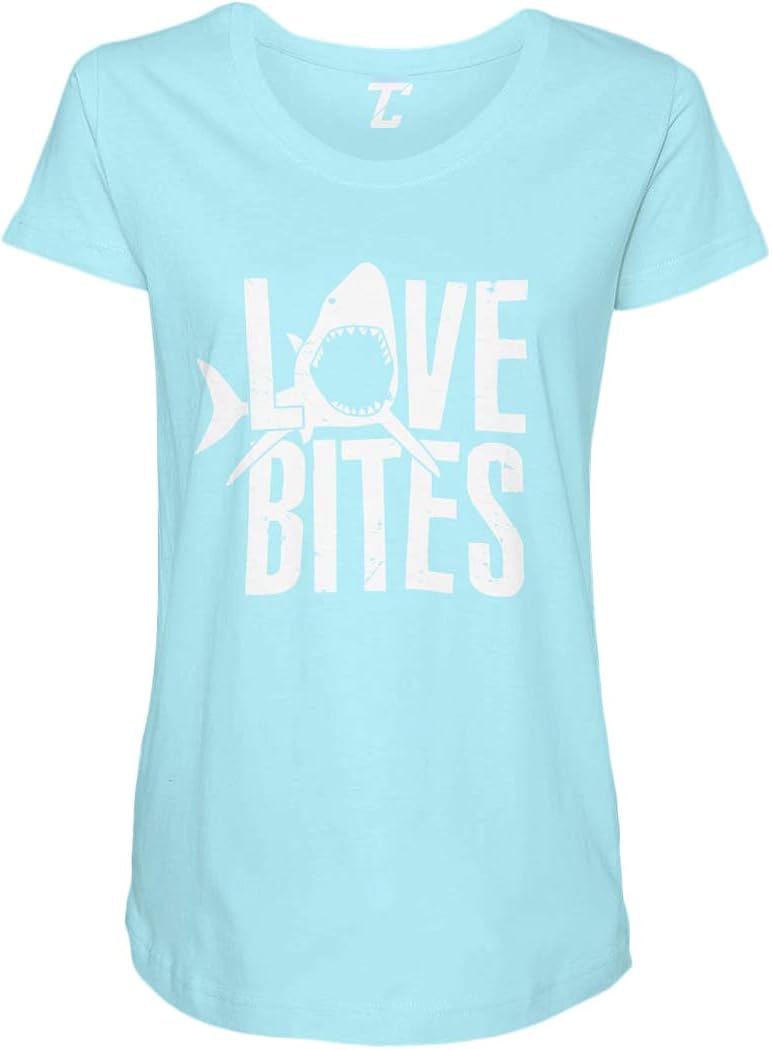 Love Bites - Great White Shark Pun Funny Side Ruched Maternity T-Shirt