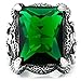 Men's Large Stainless Steel Crystal Dragon Claw Knight Cross Flower Gothic Vintage Ring, Silver Green Size 12