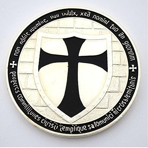 Commemorative Knights Templar Cross Masonic Mason Black silver Coin Freemason