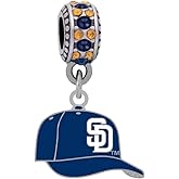 San Diego Padres Logo Charm Compatible With Pandora Style Bracelets. Can also be worn as a necklace (Included.)