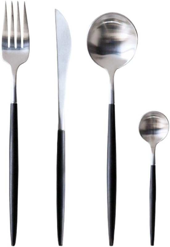 Jinsen Customized Flatware set includes dinner knife, dinner fork,dinner spoon and teaspoon (black pearl)
