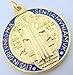 Religious Gifts Gold Tone Red and Blue Enamel Saint Benedict Medal Pendant, 1 1/4 Inch