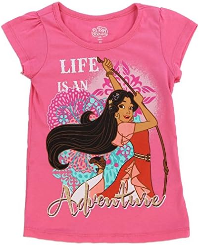 Elena Of Avalor Girls' Tee "Lead With Kindness" In Fuchsia or "Life is an Adventure" In Pink/Peach Sizes 2T-4T (3T, Pink/Peach)