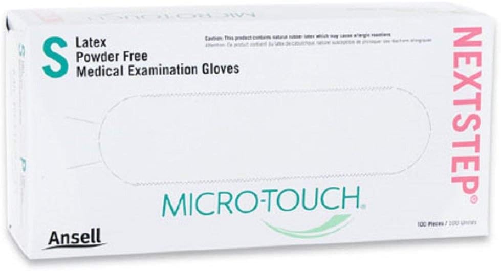 Ansell Micro-Touch Next Step Powder-Free Latex Examination Gloves Size Small #3201 - 100/Box