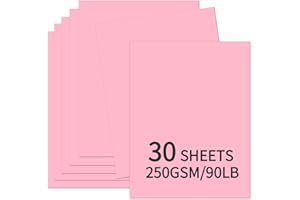 BAZYROCK 30 Sheets Pink Cardstock 8.5'' x 11'', 250gsm/90lb Heavyweight Cover Cardstock Paper, Thick and Smooth Card Stock Perfect for Invitations, Menus, DIY Cards, Arts and Crafts