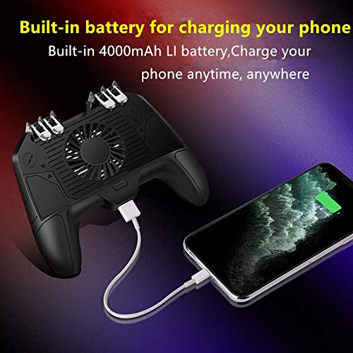 image for popman Mobile Game Controller 4 Trigger with Cooling Fan for PUBG/Call