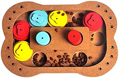 ZHWKY Pet Dog Wooden Game IQ Training Toy Interactive Food Dispensing Puzzle Plate Small Animal Toys