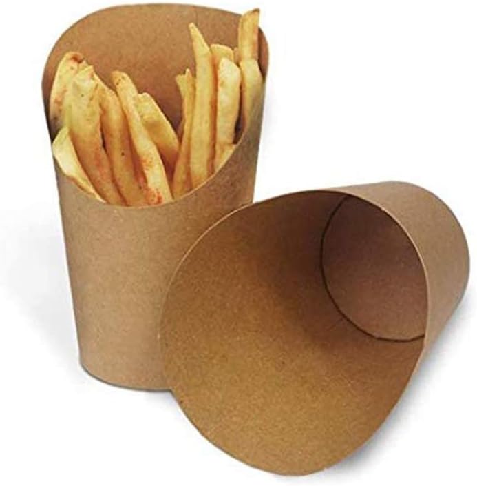 MonLiya 50 Pcs 14oz Disposal Take-Out Party Frozen Dessert Supplies Baking Cakes Egg Puff Waffle French Fries Chips Ice Cream Snacks Kraft Paper Cups Holder (50 Pcs 14oz)