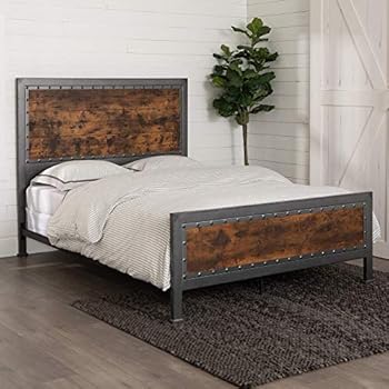 rustic queen metal furniture footboard reclaimed edison headboard walker farmhouse frame bed bedroom brown wood company