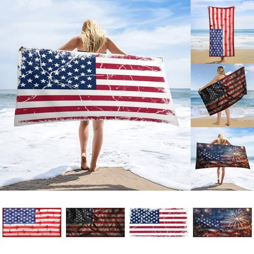 American Flag Microfiber Oversized Lightweight Beach Towel,Extra Large Towels Travel Swim Pool Yoga Gym Camping for Adults Women Men Beach Essentials Accessories Vacation Gift (C)