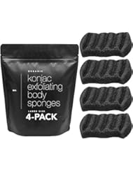 Minamul Konjac Exfoliating Organic Body Sponge | Gentle Daily Body face Scrub/Skincare | Infused with Best Bamboo Activated Charcoal | Safe for Oily, Dry, Combination or Sensitive Skin | 4 Pack Set