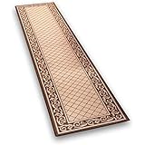 Collections Etc Floral Scroll Basket Weave Rug with Skid-Resistant Backing, Chestnut, 26