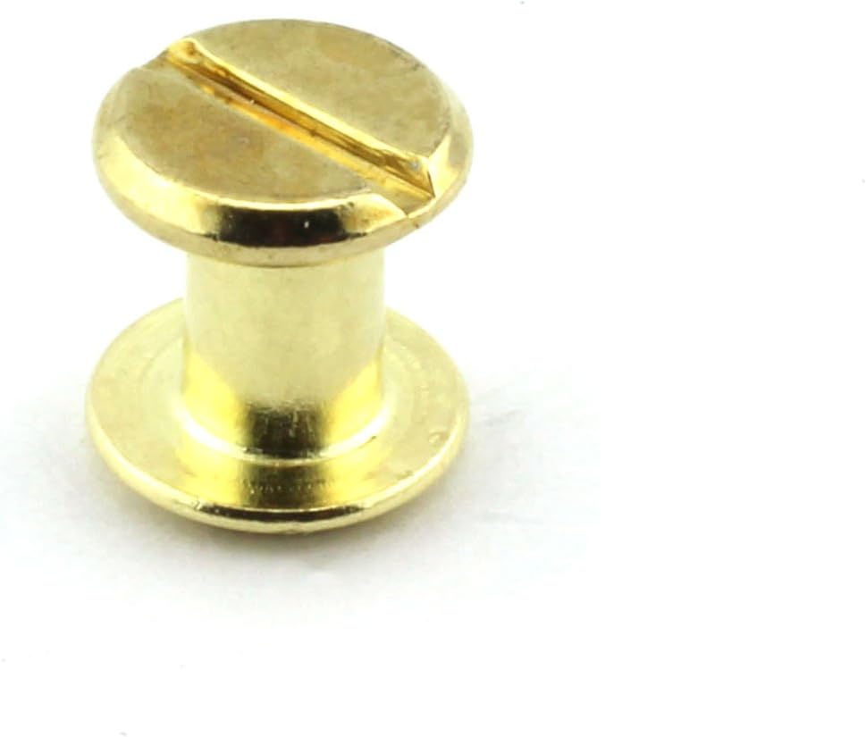 100 PACK Chicago Screws Solid Brass Accessories Nail Rivet Chicago Button For DIY Leather Decoration Round Head Stud Screw GOLD