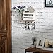 MyGift 6 Hook Wall Mounted Entryway Key Hanger and Mail Holder Basket, Vintage White Wood Hanging Home Organizer Rack with Decorative Mason Jar Flower Vase