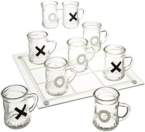 Game Night Tic Tac Toe Drinking Shot Glass Set with Mini Beer Mugs by Game Night