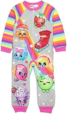 Shopkins Pajamas Union Suit For Girls Rainbow Costume, Dress Up PJS 1 Piece (4-5)