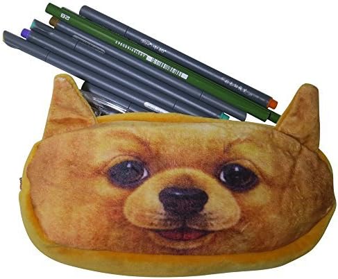 Cute Pencil Case, Adorable Cats or Dogs. Super Soft Plush Pouch, Perfect Bag for Pens, Pencils, Cosmetics. Use as Organizer or Wallet To Carry Cash, Coins and More. (Buddy Dog)