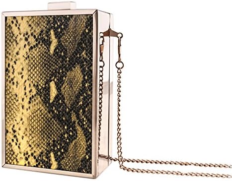 YVGS Women Evening Handbag, Snake Skin Clutch Evening Bag Hard Box With Detachable Chain Strap