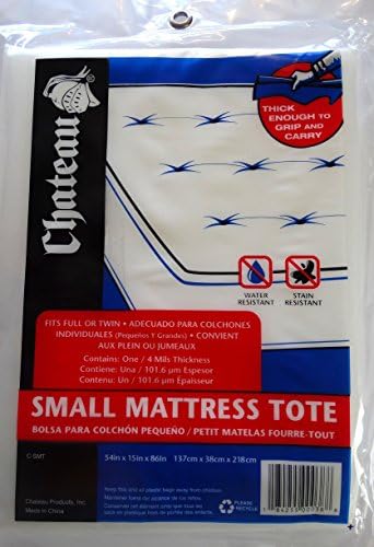 Small Mattress Tote - 4 Mil Full or Twin Mattress Bag/Cover - Grip and Carry