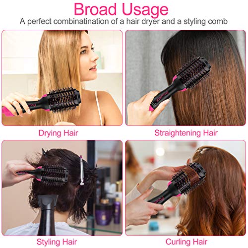 Hot Air Brush One-Step Hair Dryer styler Straightener Curling Iron Fast Hair Styling for All Hair Type With 2 Speed Plus Cool Setting Powerjc - Thumbnail 4