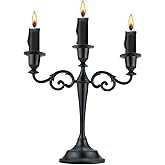 Viscacha 3-Arm Black Metal Candelabra Halloween Centerpiece Taper Holder | Halloween Table Decoration,Black Metal Candelabra Centerpiece for Formal Events, Wedding, Church, Holiday Décor