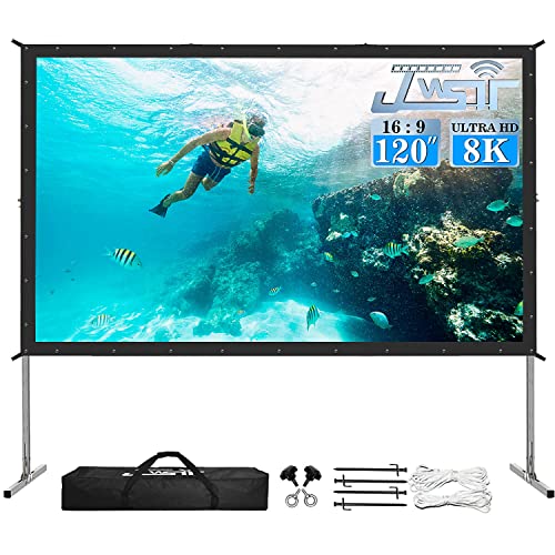Projector Screen and Stand,JWSIT 120 inch Outdoor Movie ScreenUpgraded