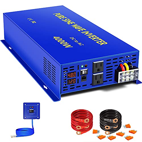 XYZ INVT Pure Sine Wave Power Inverter 4000W 48V DC to AC 110V 120V with 15ft R…