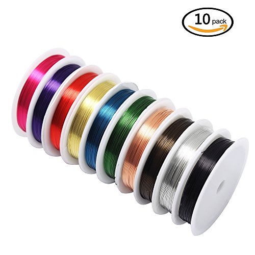 image for Hysagtek 10 Pcs Jewelry Beading Wire Bare Copper Wire Rolls Thread Cor