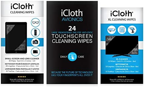 iCloth Large Lens and Screen Cleaner Pro-Grade Individually Wrapped Wet Wipes, Wipes That Clean Smartphones, Tablets, Laptops, and HDTVs -Combo Pack of 64