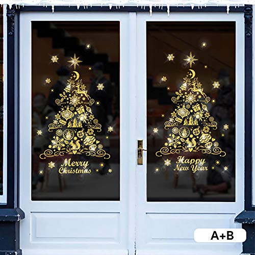 Aelfox Gold Christmas Window Clings, Christmas Door Decorations Christmas Stickers Decals Wall Sticker for Home/Office/Shop/Classroom/Glass/Holiday Christmas Decorations - Thumbnail 7