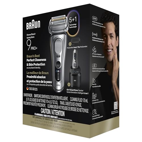 Braun Series 9 PRO+ Afeitadora eléctrica, Pro SensoAdapt, Centro SmartCare 6 en 1, 9697CC, Plata Braun Series 9 PRO+ Afeitadora eléctrica, Pro SensoAdapt, Centro SmartCare 6 en 1, 9697CC, Plata