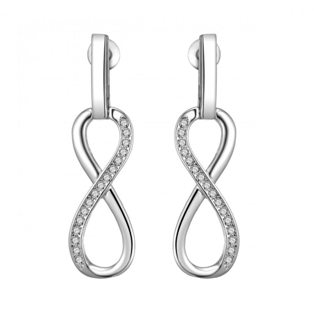 Philip Jones Silver Plated Infinity Drop Earrings Created with Zircondia® Crystals