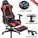 Gaming Chair Office Desk Chair High Back Computer Chair Ergonomic Adjustable Racing Chair Executive PC Chair with Headrest,Massager Lumbar Support & Retractible Footrest (Red)