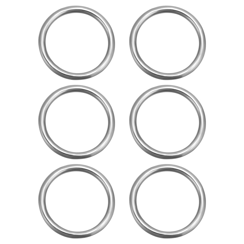 SUNNYCLUE 6Pcs Seamless Metal O Ring Round Metal Rings Silver 304 Stainless Steel Load 264 lbs Multi Purpose Heavy Duty Hanging Linking Rings for Macrame Handbag Dog Leashes Luggage Craft Accessories