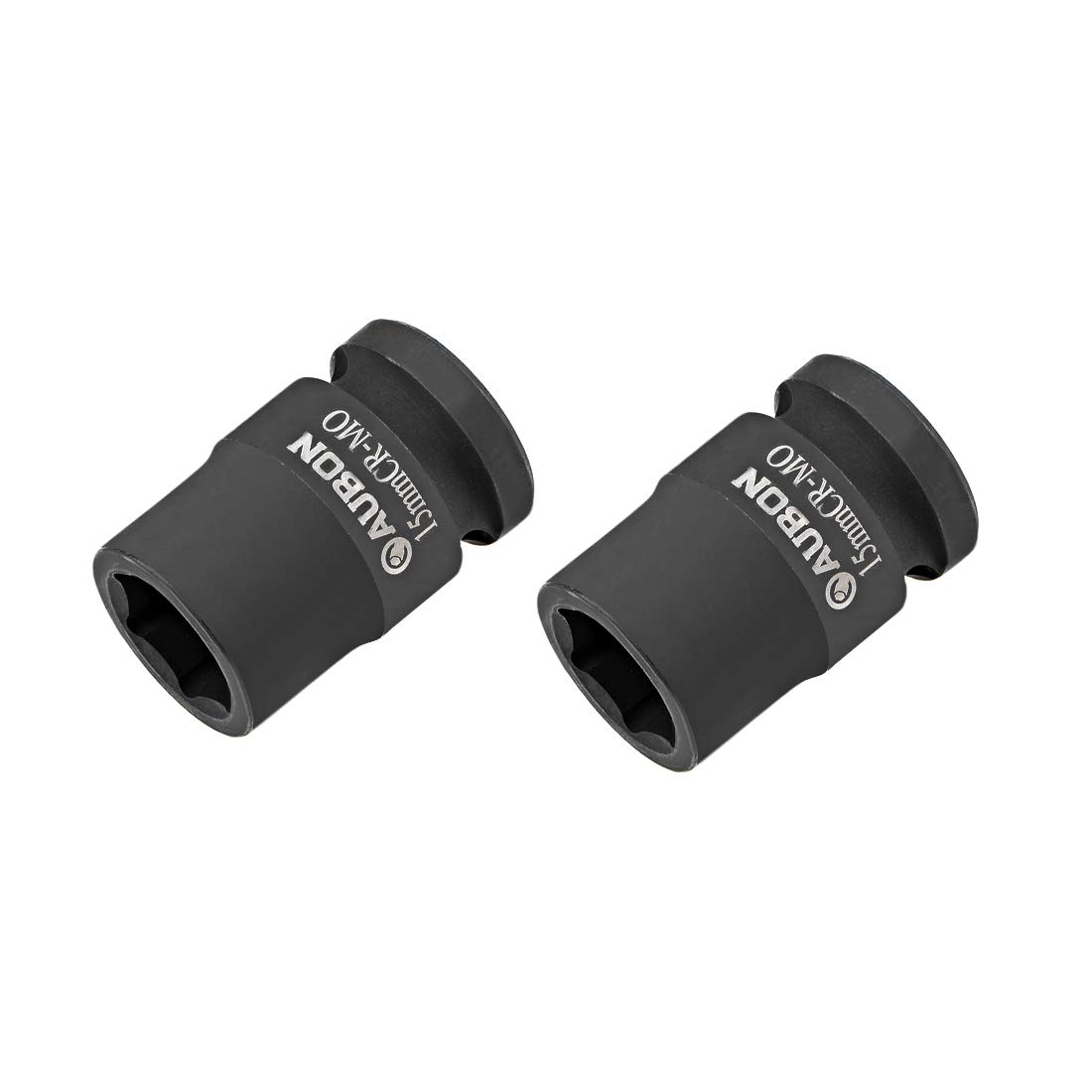 sourcing map 2 Pcs 1/2-Inch Drive by 15mm Shallow Impact Socket, Cr-Mo Alloy Steel, 6-Point, Metric