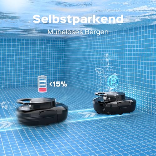 S1PRO 2026 Upgrade Pool Robot with 120 Min Automatic Cleaning Time, Pool Vacuum Cleaner Battery with Dual Motors, 2.5 H Charging Time, Lightweight Pool Cleaner for Above Ground Pools up to 100 m²