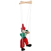 VICASKY Marionette Puppet - Handcrafted Wooden Pull-String Puppet with Movable Limbs, Interactive Toy for Storytelling &amp; Finger Dexterity | Random Color Clothing